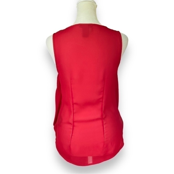 H&m Red Surplice Neck Sleeveless Chiffon Blouse | Size 2 - Picture 6 of 11